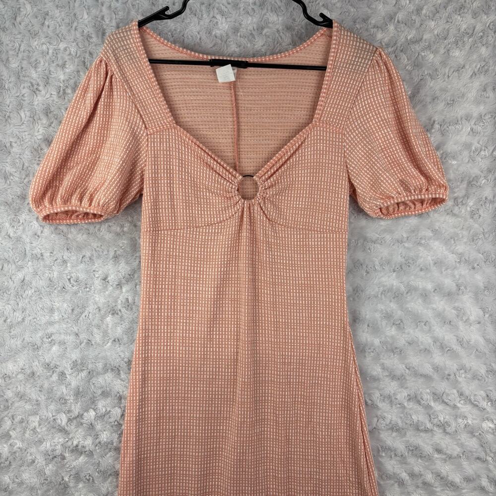 Caution To The Wind Size Medium Summer Dress White And Orange Plaid